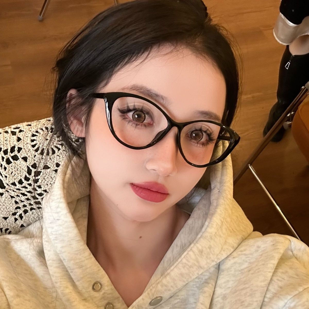貓眼眼鏡框女素顏神器可配近視網紅拍照防藍光防輻射黑框眼鏡平光
