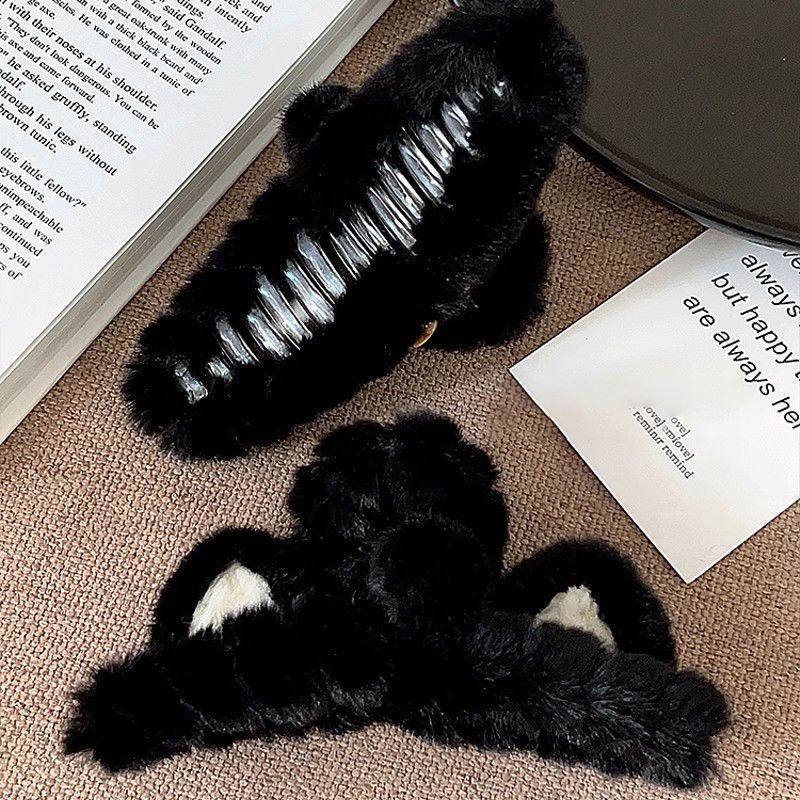  Autumn and Winter New Cat Cute Plush Clip Advanced Large Shark Clip Back of Head Clip Headdress for Women