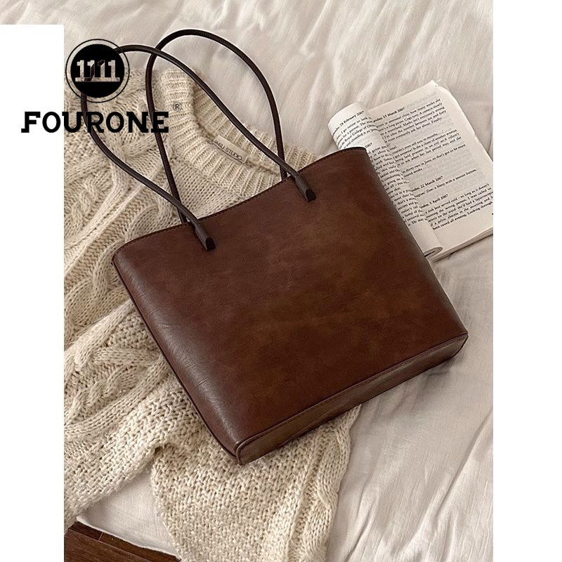 Korean portable commuting bag for women, new trendy retro tote bag, versatile large-capacity shoulder bag