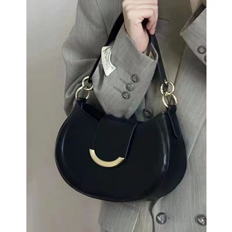Retro bag women's 2023 new trendy autumn fashion texture single shoulder armpit bag solid color high-end crossbody saddle bag