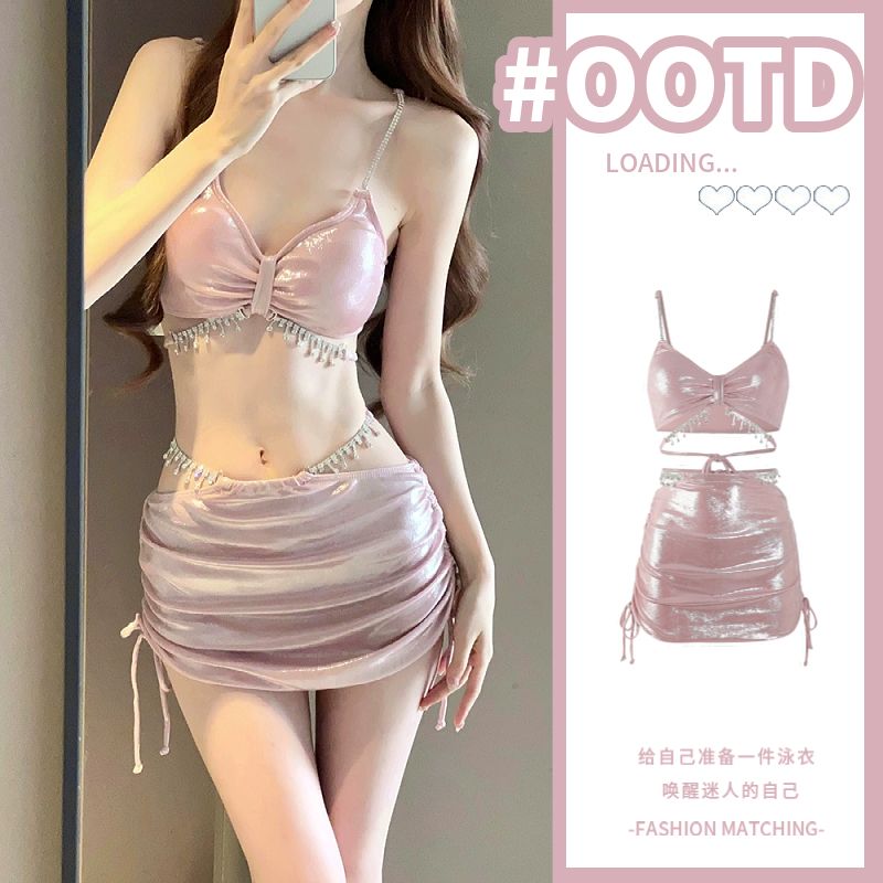 Girls Pure Sex Swimsuit 2024 New Bikini Sexy Rhinestone Photo Fashion Hot Spring Vacation Swimsuit