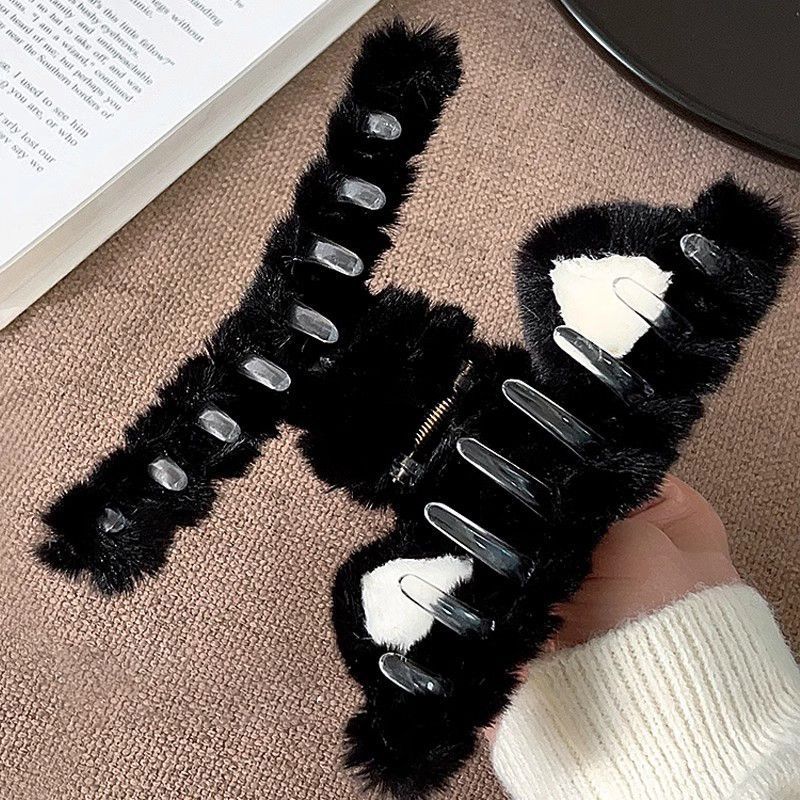  Autumn and Winter New Cat Cute Plush Clip Advanced Large Shark Clip Back of Head Clip Headdress for Women