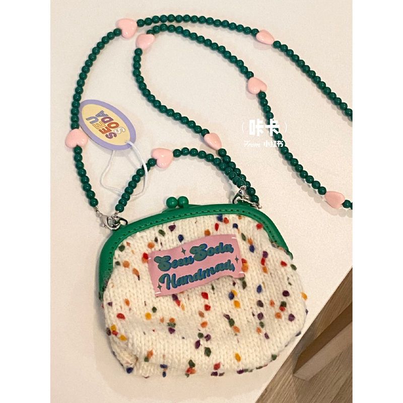 2023 New Original Handmade Rainbow Polka Dot Girly Knitted Bag Messenger Bag Cute Handbag Holiday Gift
