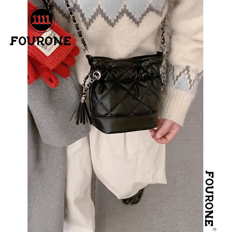 Xiaoxiangfeng rhombus chain bag women's new trendy fashion bucket bag versatile shoulder bag crossbody bag