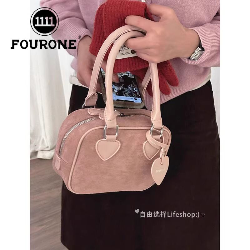 Retro frosted portable bowling bag for women new trendy Korean small square bag versatile crossbody bag