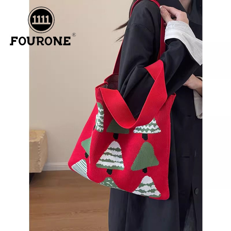 Shopping bag, handbag, women's large-capacity Christmas college student bag, commuter bag, tote bag