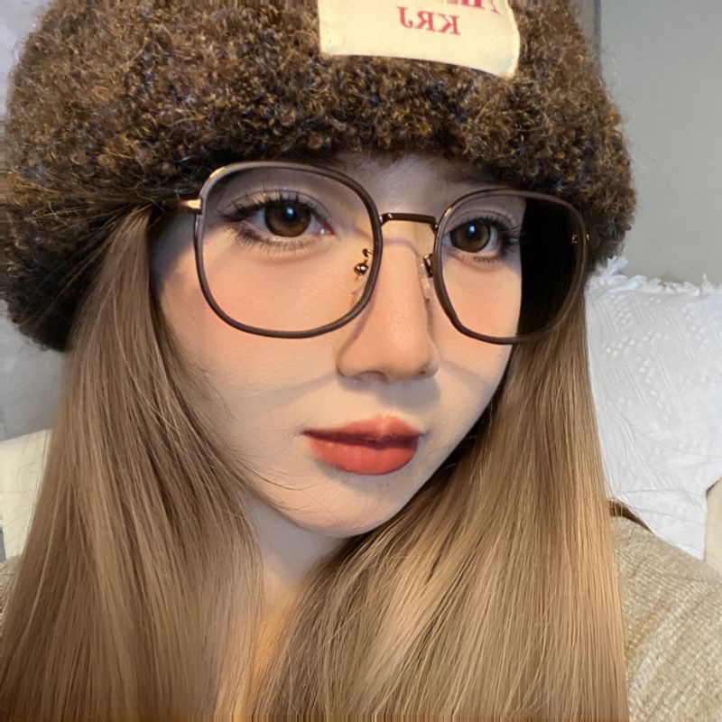 Coffee tea plain glasses, anti-blue light glasses for women, can be equipped with prescription myopia glasses frames for women, Korean version, trendy retro, small face