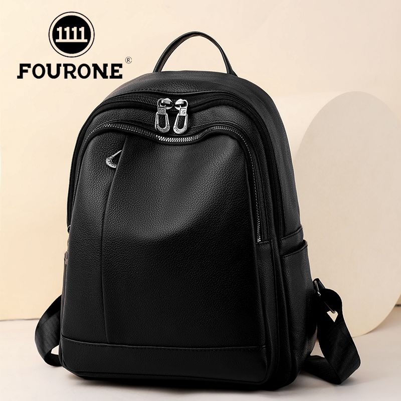 Backpack New Versatile Fashion Soft Leather Women's Large Capacity Simple Casual School Bag Travel Backpack