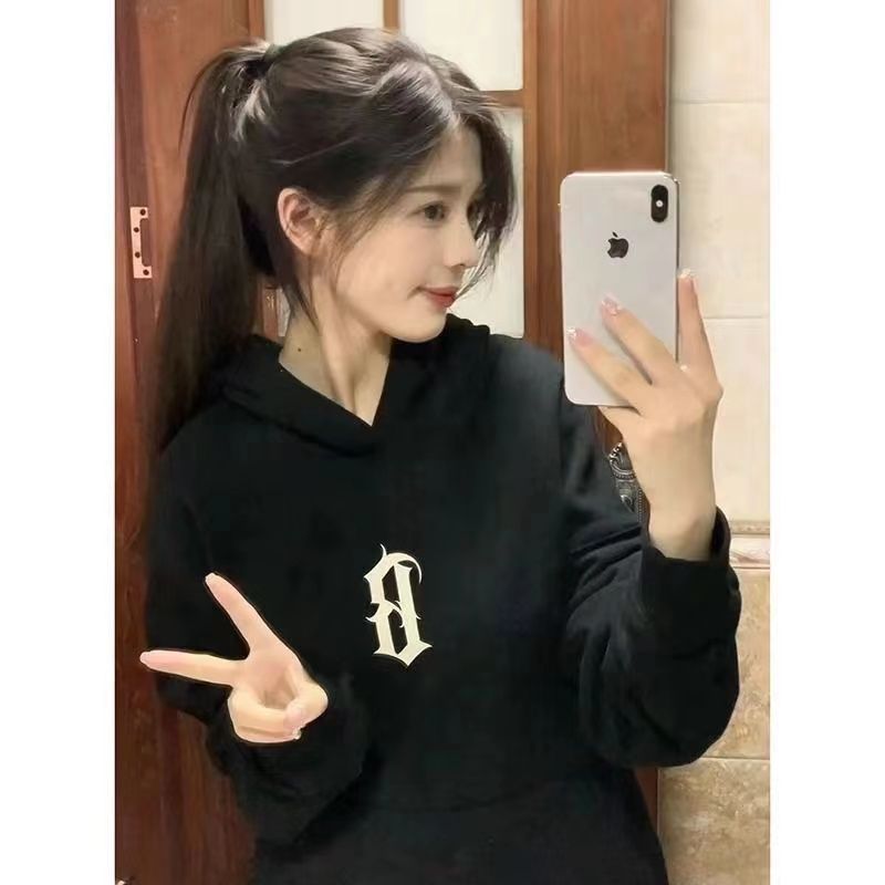 美式復古字母連帽衛衣男女春秋冬新款寬鬆oversize加絨加厚上衣潮