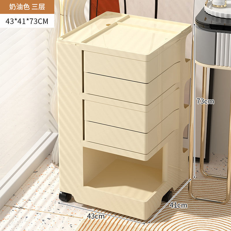 旋转式小推车置物架可移动零食化妆品放置架分层储物柜卧室收纳柜