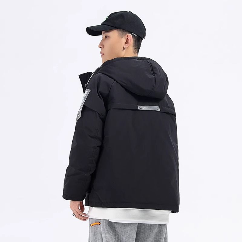  new men's winter Korean style trendy work clothes cotton loose casual thickened warm hooded jacket