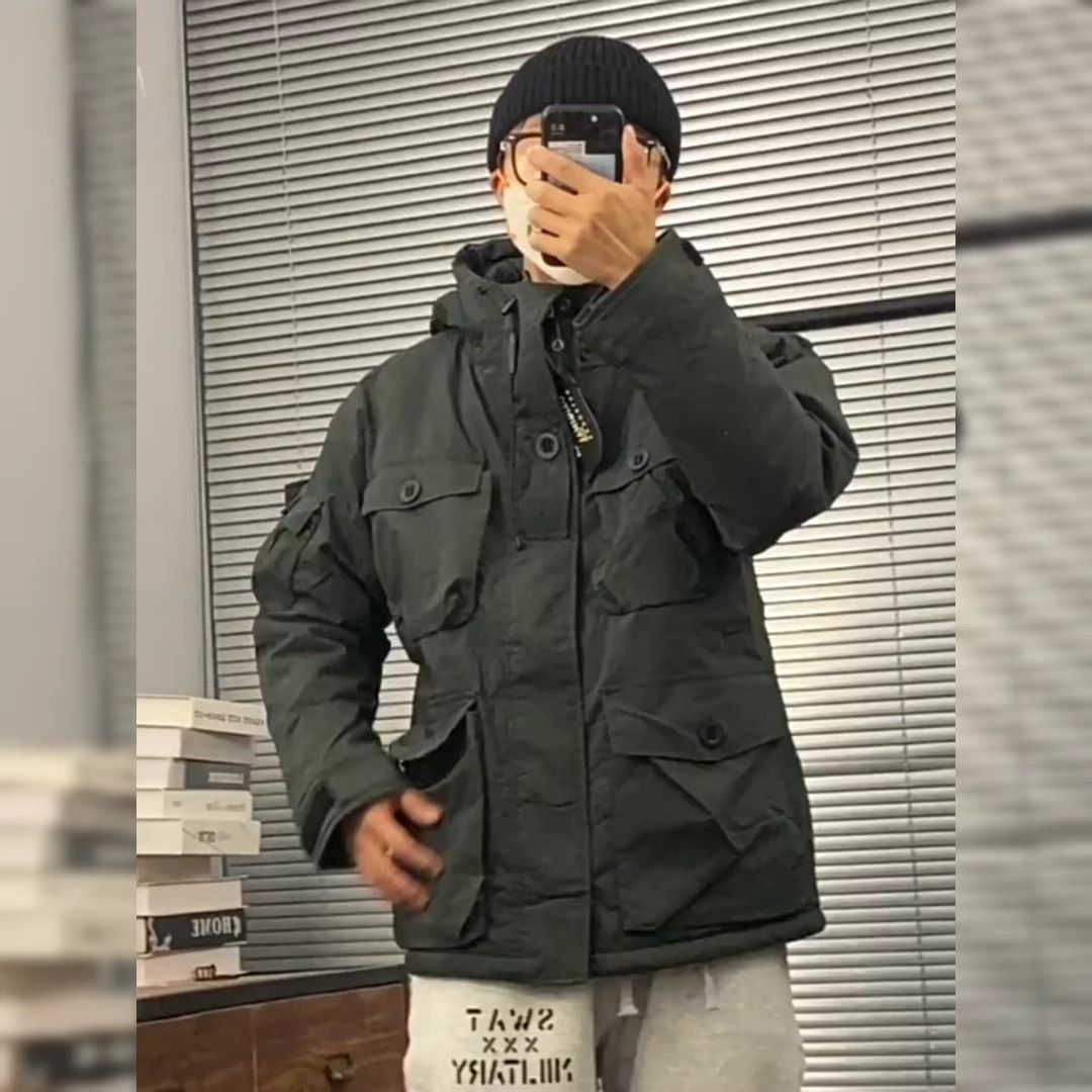 冬季山系機能M65多口袋棉衣 連帽衝鋒衣寬鬆工裝棉服外套男外套