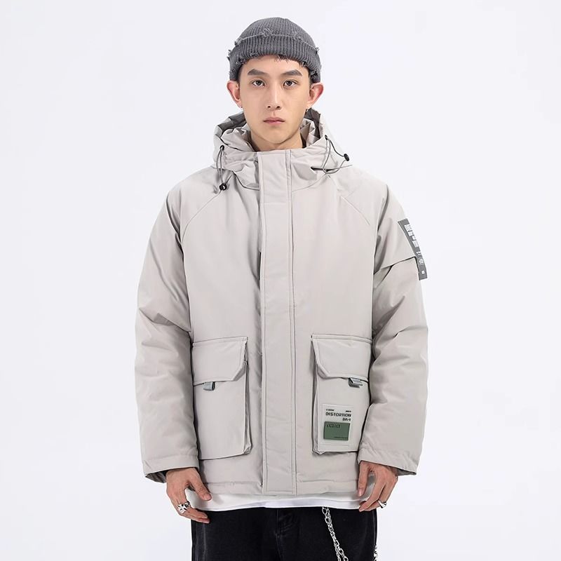  new men's winter Korean style trendy work clothes cotton loose casual thickened warm hooded jacket