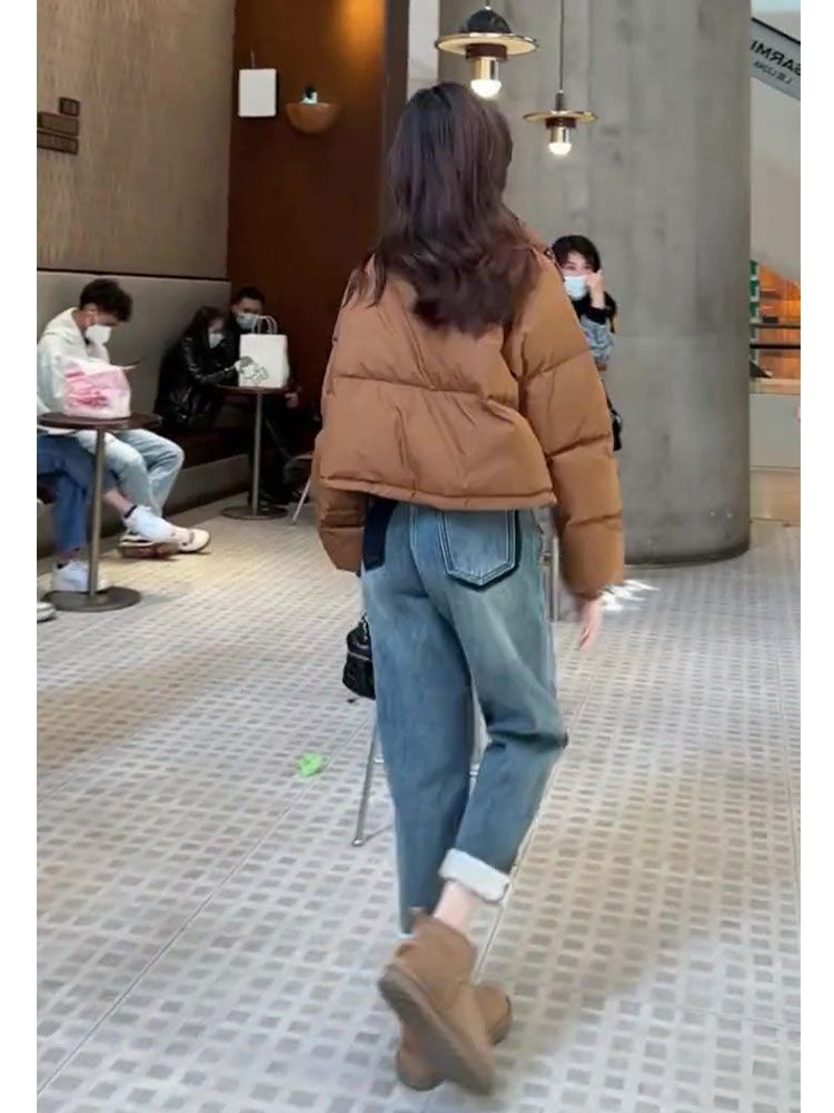 加絨牛仔褲女冬季加厚保暖小個子高腰大碼梨形身材顯瘦復古哈倫褲