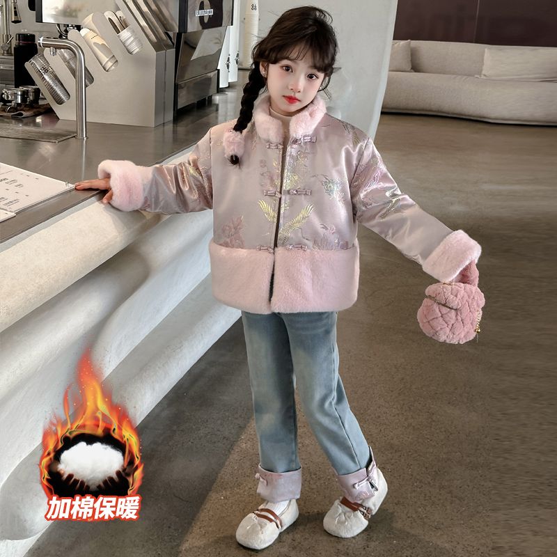 女童外套冬装棉袄中国风儿童衣服唐装2023新款大童拜年服冬季加厚