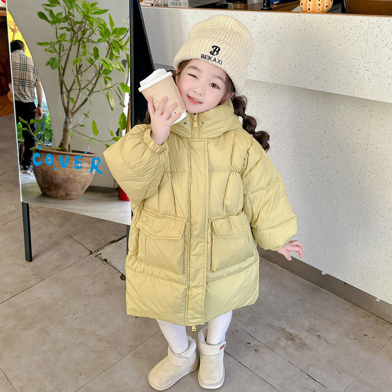 女童羽絨服冬季2023新款洋氣兒童加厚保暖女寶寶中長款白鴨絨外套