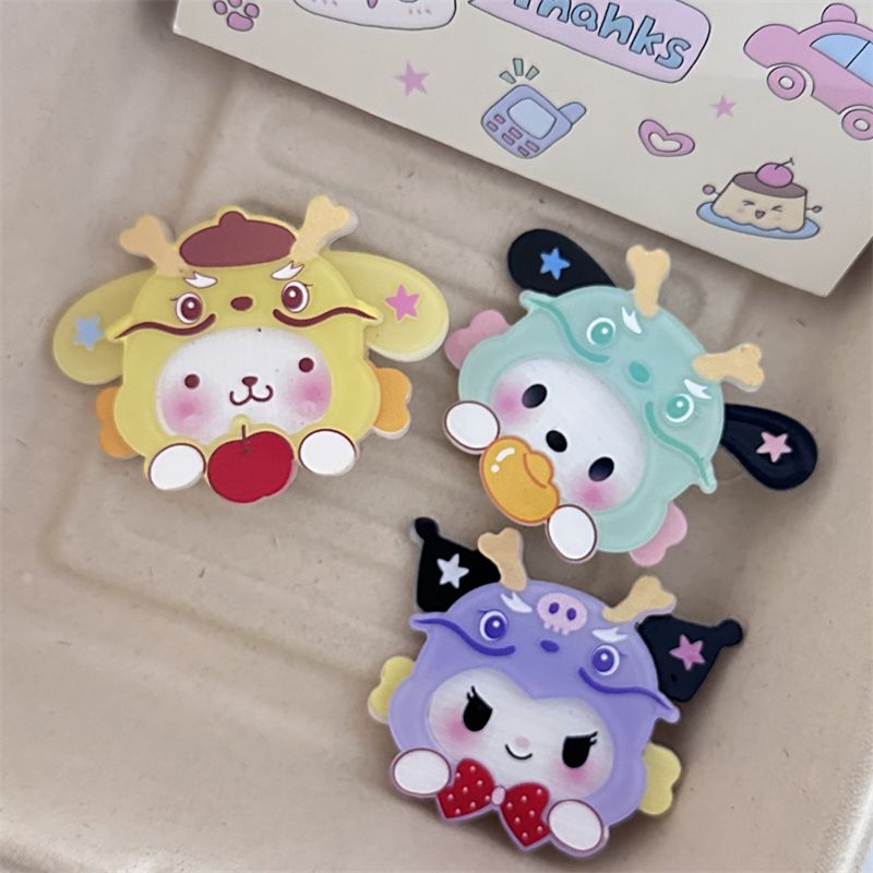 New Year of the Dragon Sanrio double-layered acrylic hair clip ins girl soft cute cartoon side clip student bangs hair accessories