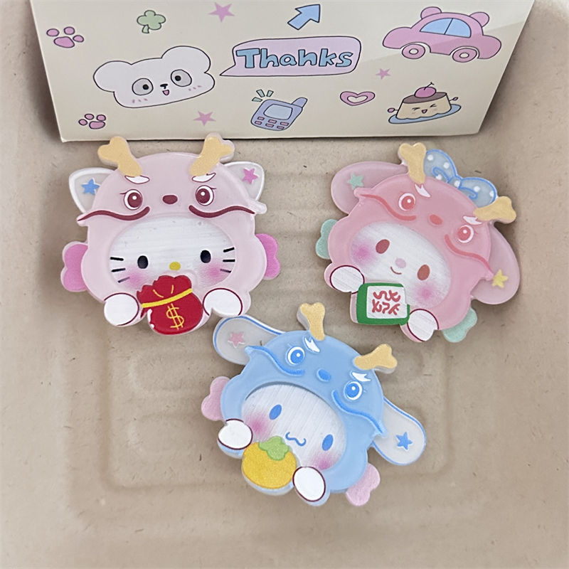 New Year of the Dragon Sanrio double-layered acrylic hair clip ins girl soft cute cartoon side clip student bangs hair accessories