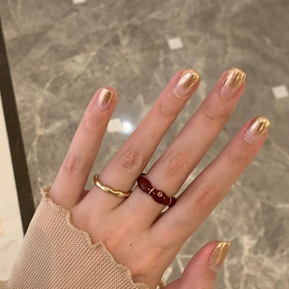 竹节新款调节复古红色戒指时尚个性戒小众设计网设计开口食指指环