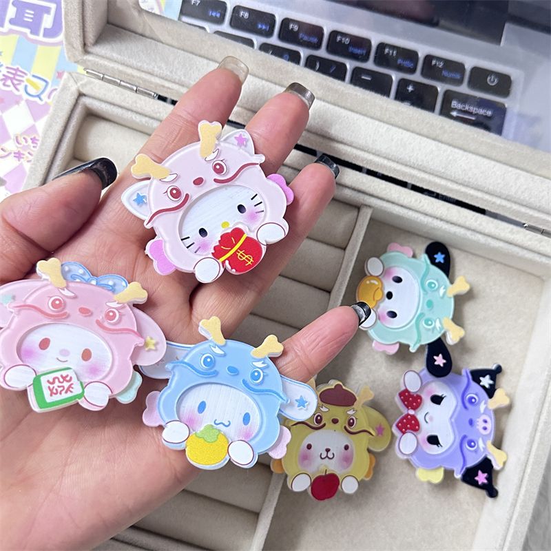 New Year of the Dragon Sanrio double-layered acrylic hair clip ins girl soft cute cartoon side clip student bangs hair accessories