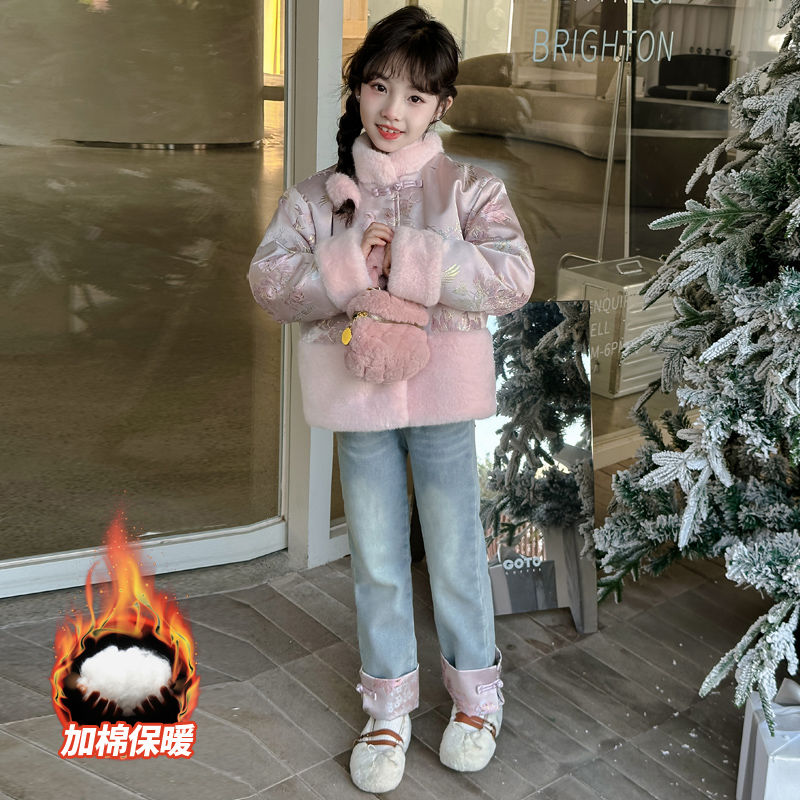 女童外套冬装棉袄中国风儿童衣服唐装2023新款大童拜年服冬季加厚