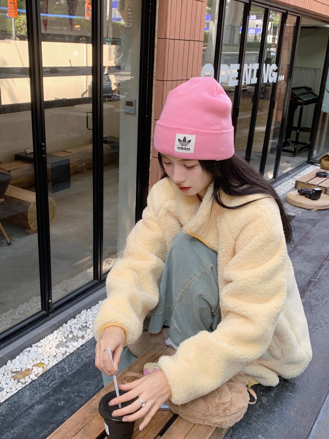 韩式毛绒慵懒风软糯羊羔绒外套女冬季新款奶fufu毛绒开衫上衣