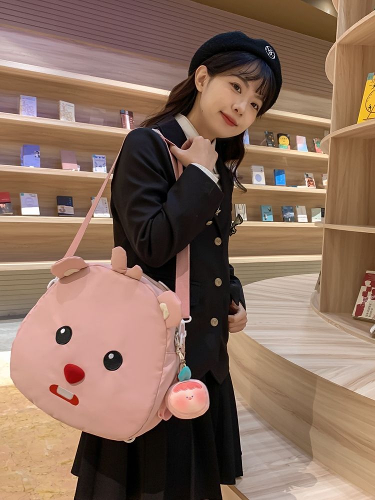 小海狸loopy尼龍雙肩包可愛帕恰狗大容量學生少女單肩包兩用書包