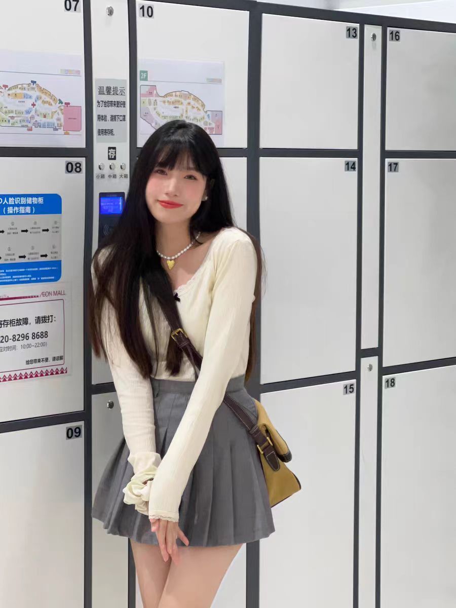 蕾絲方口領設計感長袖T恤女2023秋季新款修身高級感小眾收腰上衣