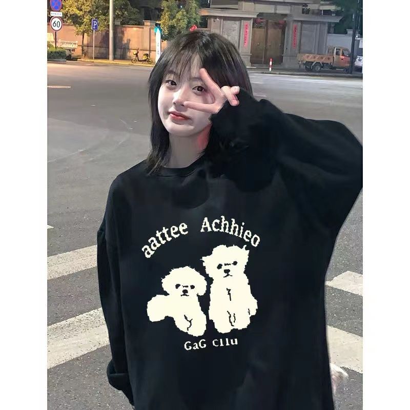 無帽衛衣女秋冬外套美式復古oversize小個子長袖寬鬆加絨加厚上衣