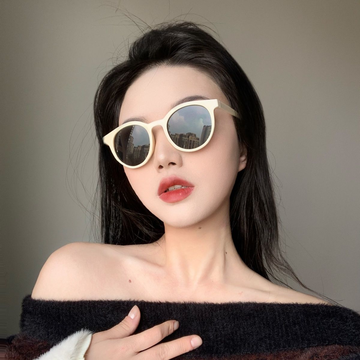 歐美個性米框貓眼街拍太陽鏡女韓版潮女凹造型圓形小框墨鏡男圓臉