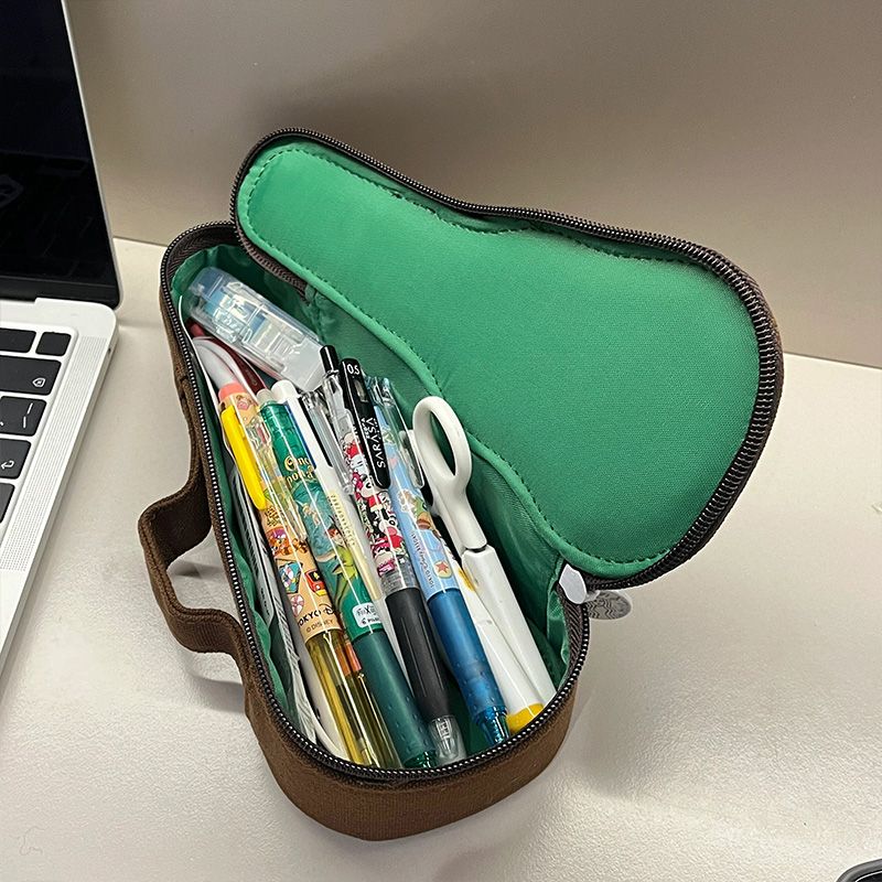American creative violin pencil case for junior high school and primary school students with large capacity and high appearance canvas zippered stationery storage pen box