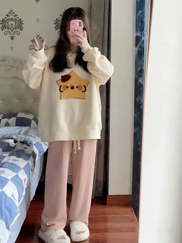 oversize衛衣女潮牌春秋冬新款加絨加厚中長款圓領寬鬆外穿上衣服