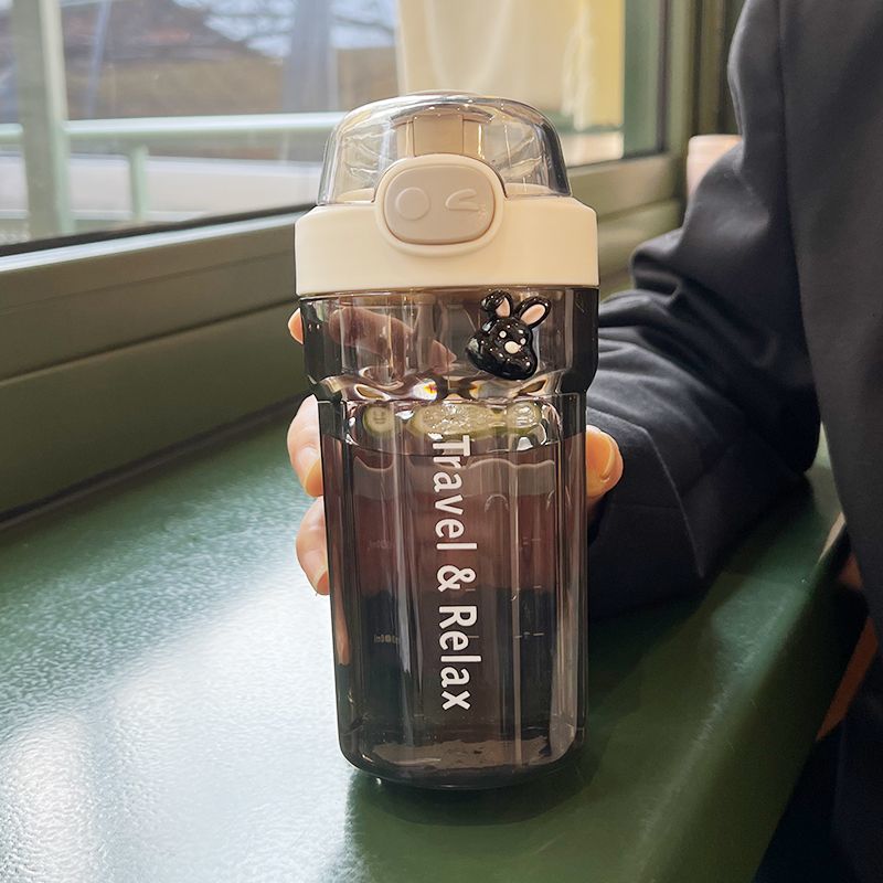 水杯女高颜值耐高温食品级运动塑料水瓶大容量便携带刻度咖啡杯子