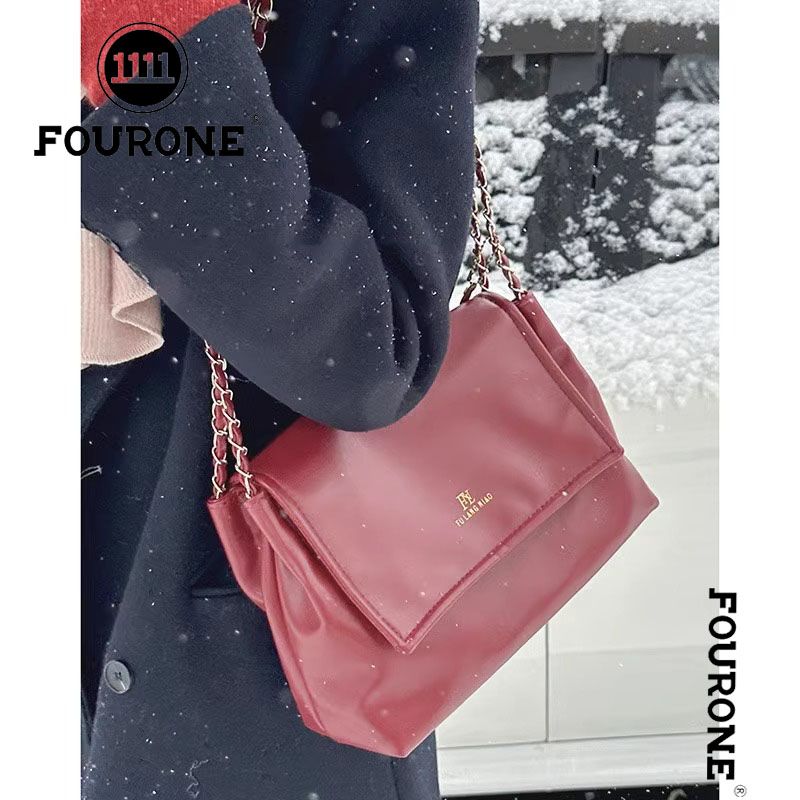 Versatile large-capacity red bag for women new trendy fashion chain tote bag shoulder commuter bag