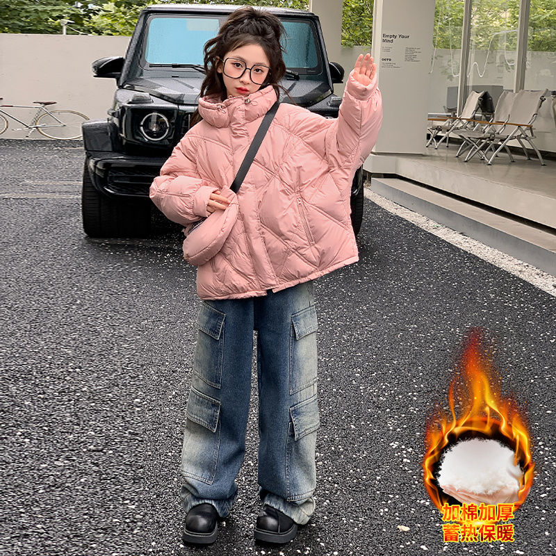 女童棉服冬裝2023新款洋氣兒童加厚羽絨棉衣冬季女孩韓版棉襖外套