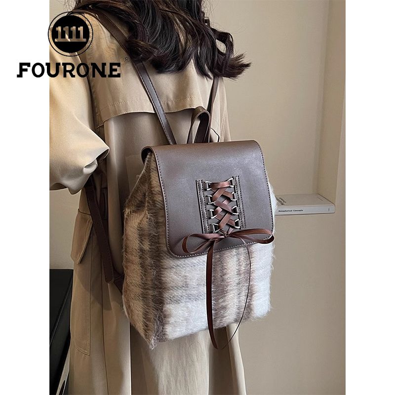 Large-capacity bag new backpack women's retro texture portable student school bag high-end backpack