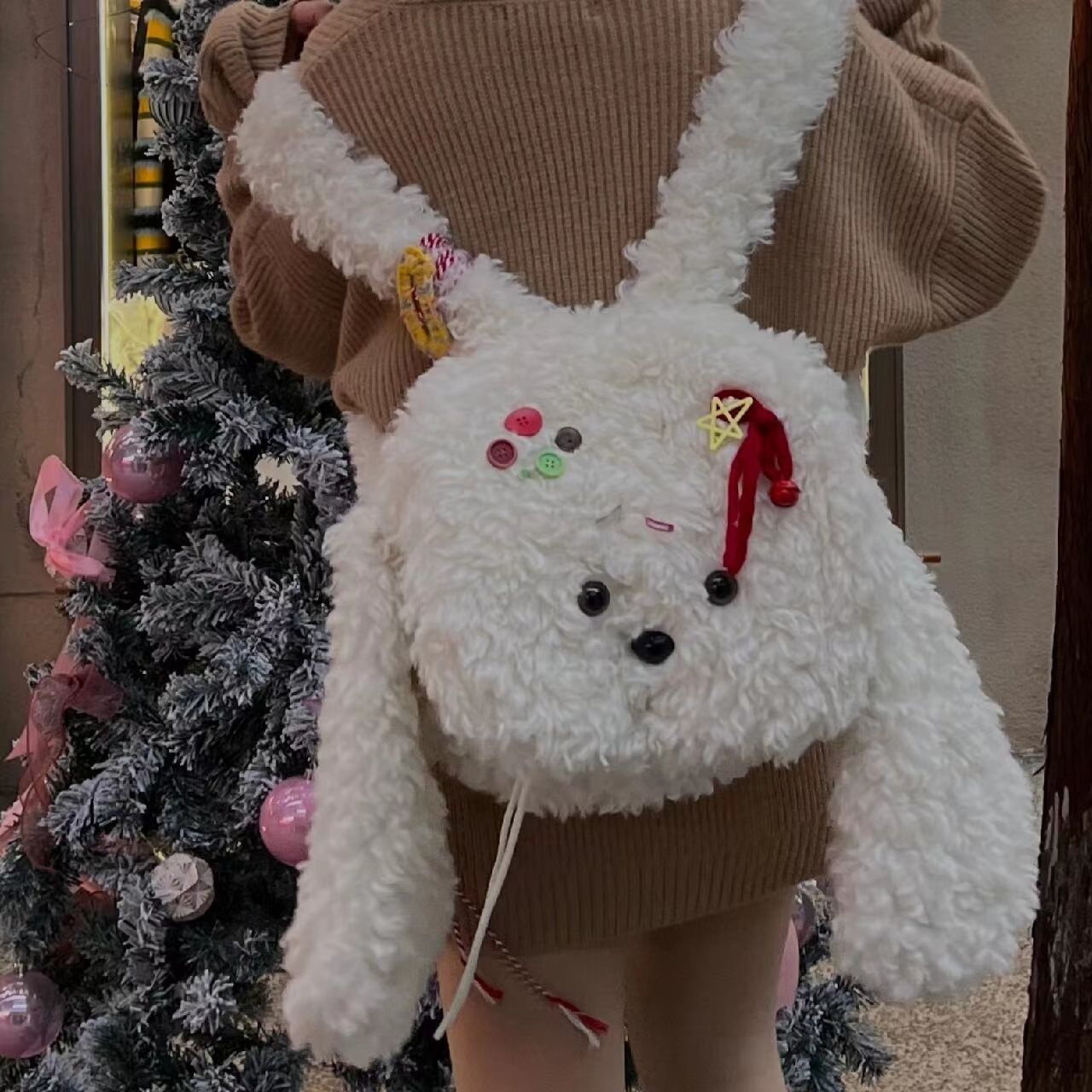 The same 2023 Korean version of Xiaohongshu’s new cute plush versatile Japanese Teddy puppy large capacity backpack