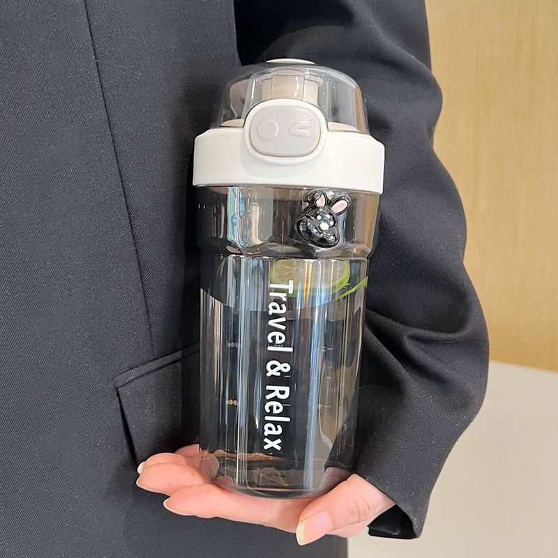 水杯女高颜值耐高温食品级运动塑料水瓶大容量便携带刻度咖啡杯子