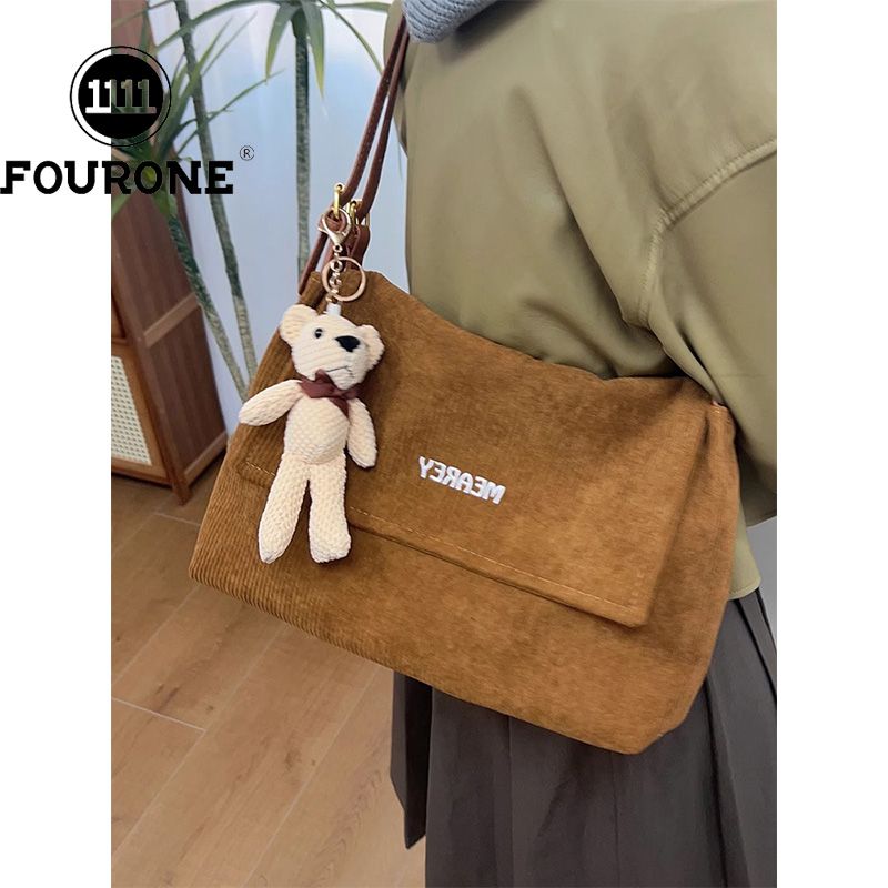 Korean corduroy bag women's new single shoulder crossbody bag casual commuting retro armpit tote bag