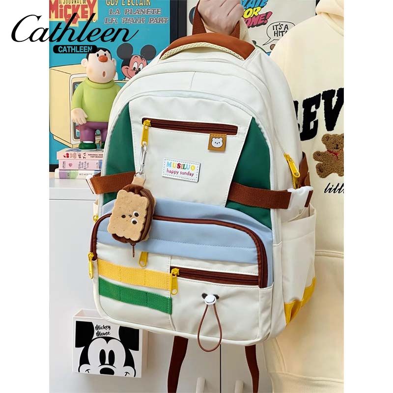 Retro contrasting color backpack Japanese style high-looking and versatile school bag junior high school student high school student large capacity backpack
