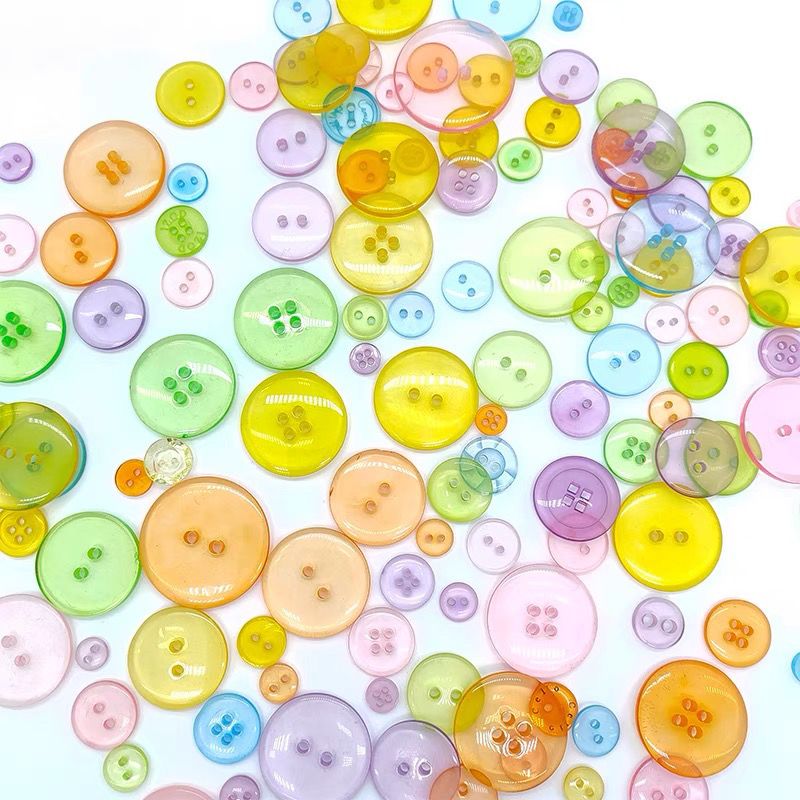 清仓处理大甩卖手工彩色透明Diy树脂纽扣根据重量300克数量不固定