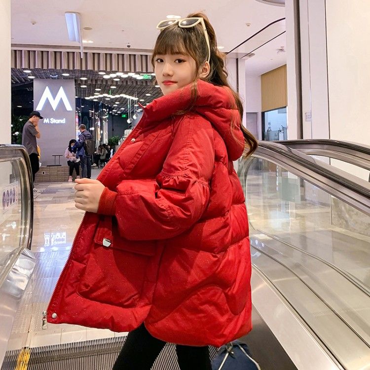 Girls' cotton-padded jackets for winter  new style girls' internet celebrity style mid-length cotton-padded jackets for big children's style down-padded jackets