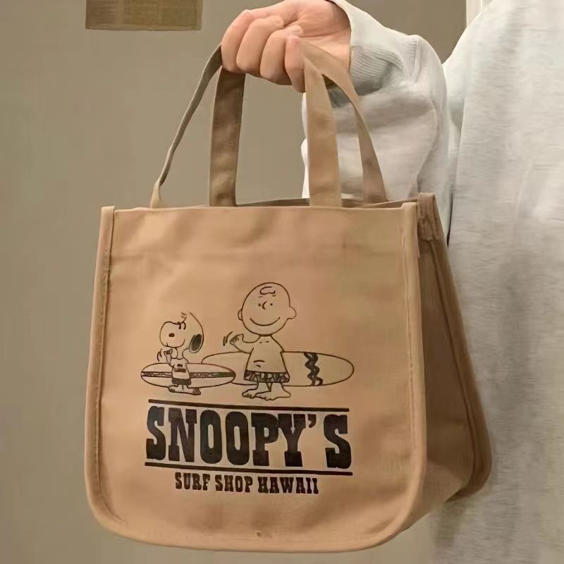 Canvas bag cartoon letter handbag lunch bag mommy bag baby bag portable mother and baby bag student commuter bag female