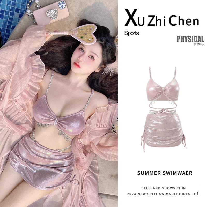 Internet celebrity bikini pure desire hottie sexy small breasts gathered ins style high-end super fairy split hot spring swimsuit for women