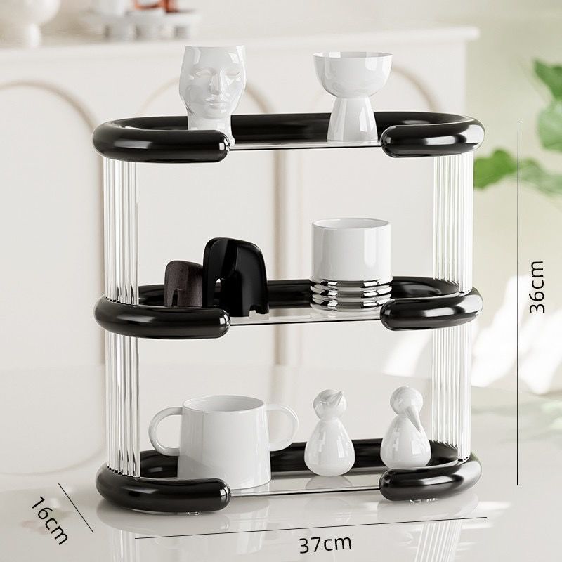Marshmallow Changhong Pattern Cup Rack Acrylic Storage Rack High-Looking Home Entrance Perfume Aromatherapy Layered Storage Rack