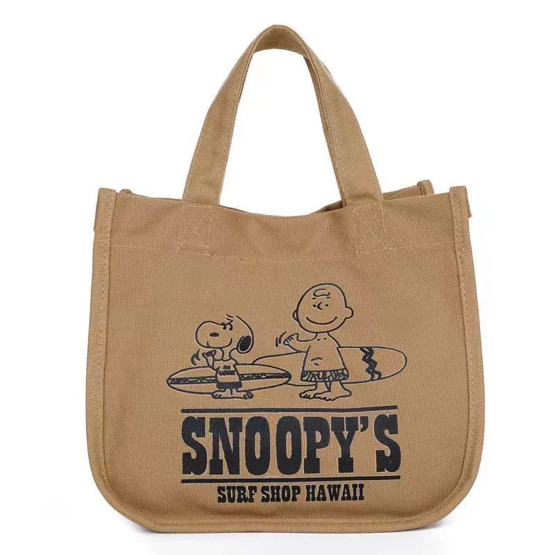 Canvas bag cartoon letter handbag lunch bag mommy bag baby bag portable mother and baby bag student commuter bag female