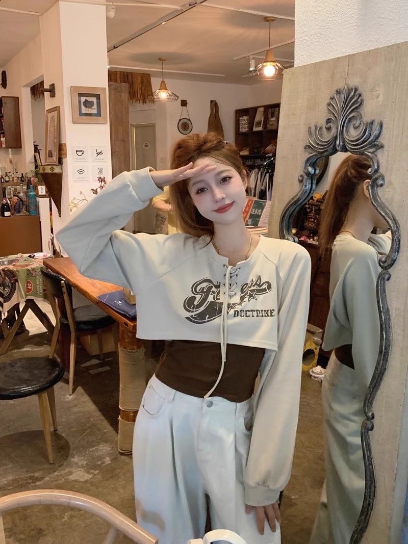 Plus size women's autumn and winter small design casual sweatshirt fat mm fashion college slim top two-piece suit