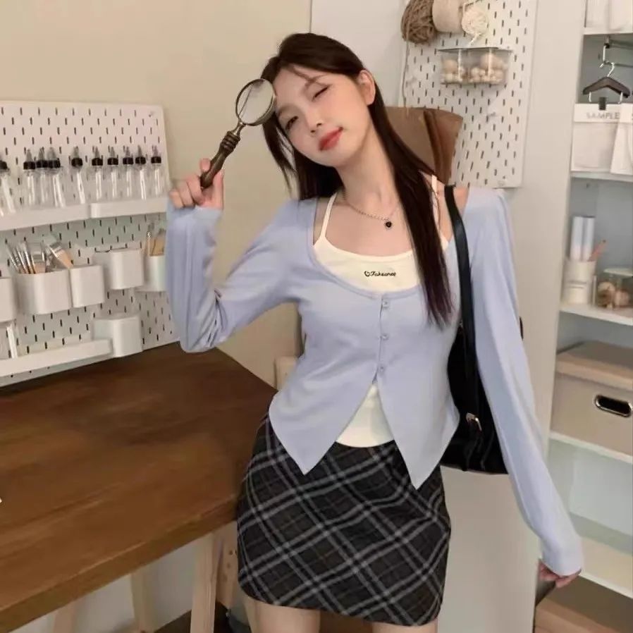 大碼女秋冬新款假兩件洋氣減齡長袖T恤胖mm時尚甜辣正肩打底上衣
