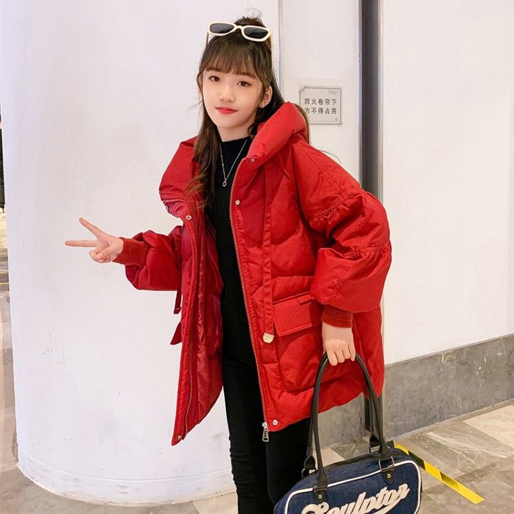 Girls' cotton-padded jackets for winter  new style girls' internet celebrity style mid-length cotton-padded jackets for big children's style down-padded jackets