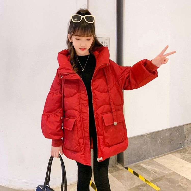 Girls' cotton-padded jackets for winter  new style girls' internet celebrity style mid-length cotton-padded jackets for big children's style down-padded jackets